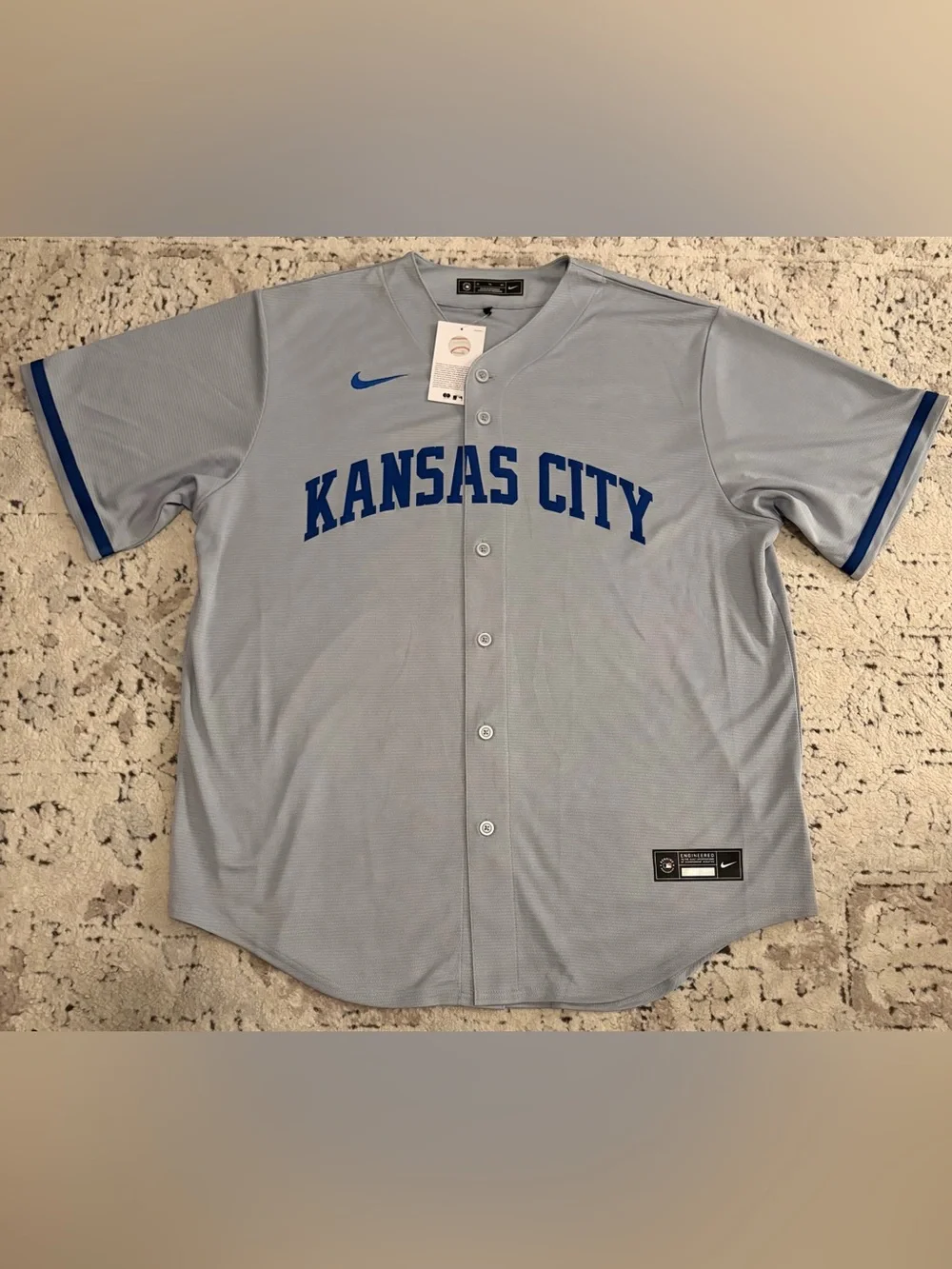 Nike Authentic Kansas City Royals MLB Baseball Gray Jersey Men’s Size: XL